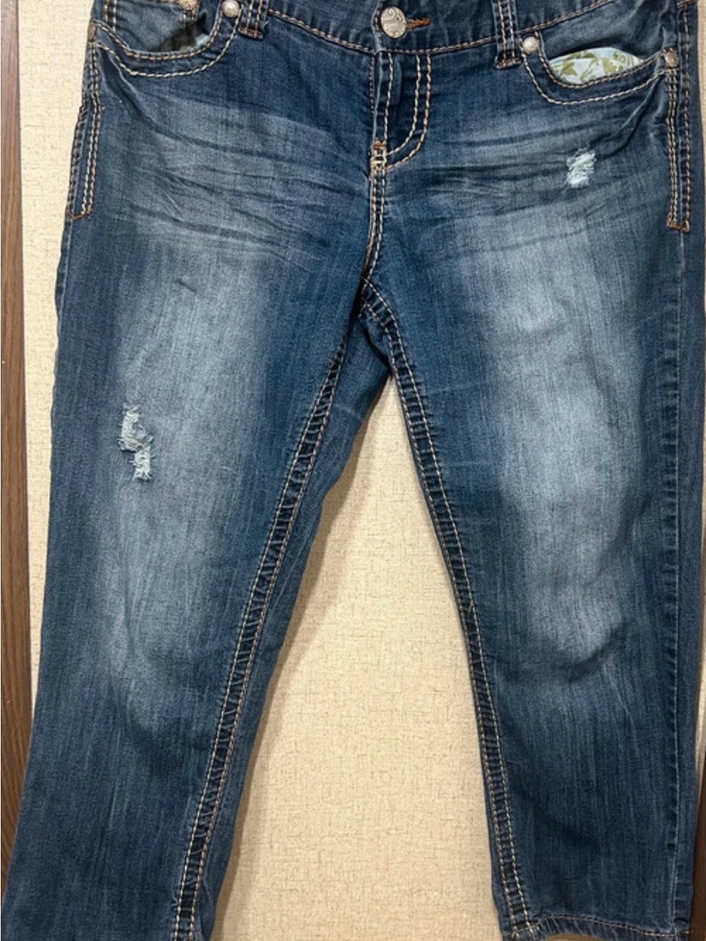 Maurices Distressed Dark Blue Skinny Jeans